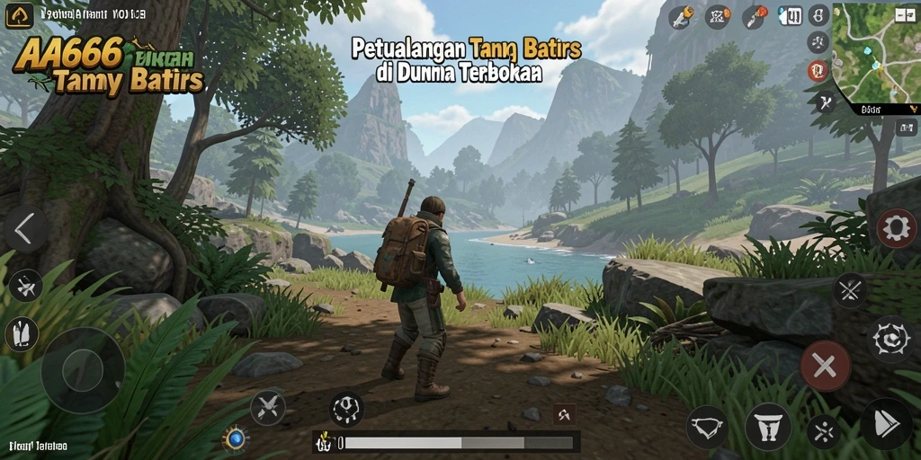 Tampilan gameplay menakjubkan di dunia terbuka yang luas.