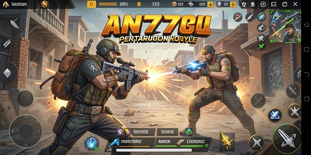 Screenshot gameplay AN777 yang menampilkan aksi pertarungan Battle Royale.