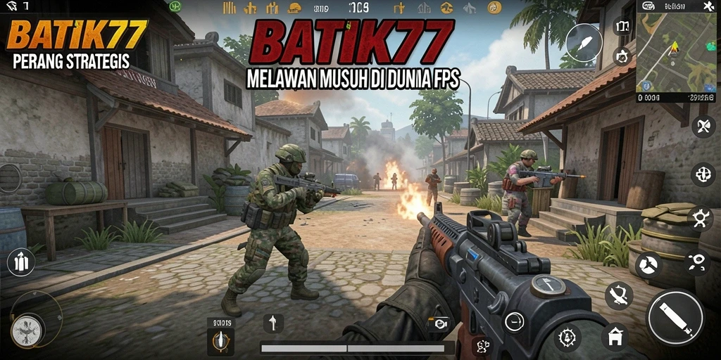 Tampilan gameplay menegangkan di BATIK77 dengan aksi tembak-menembak seru.