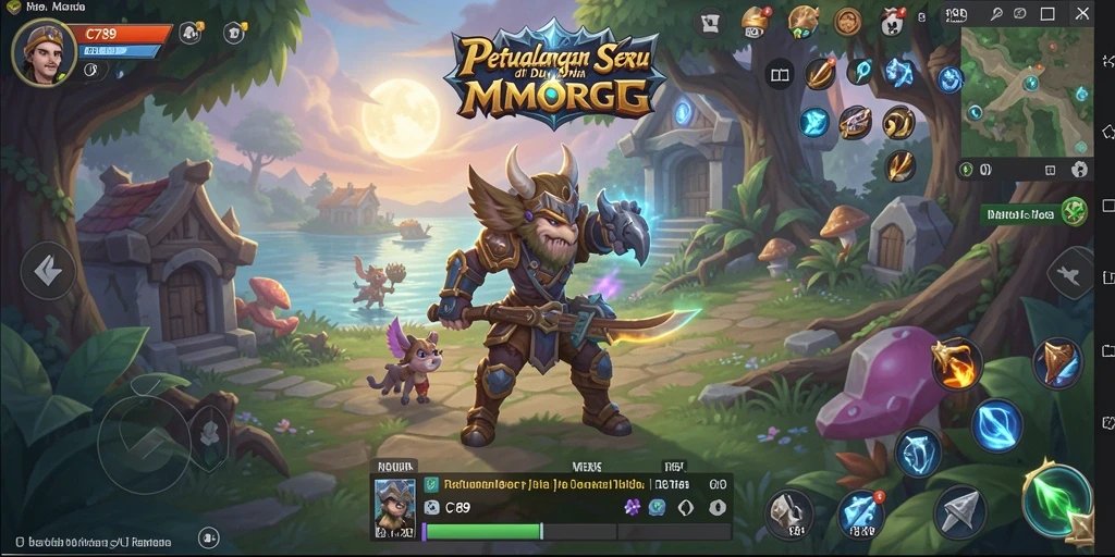 Tangkapan layar C789 yang menunjukkan aksi pertempuran seru dalam permainan MMORPG.