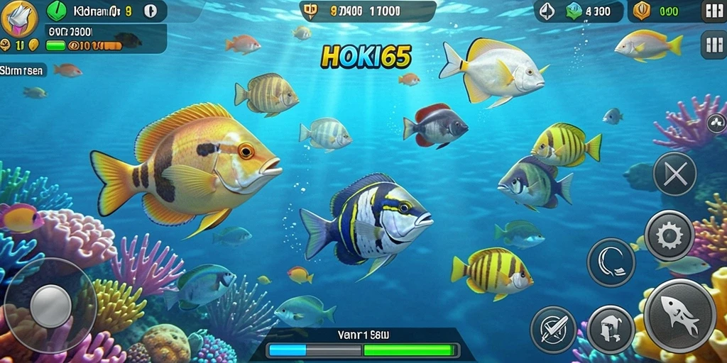 Screenshot HOKI65 menampilkan aksi seru menangkap ikan dalam permainan.