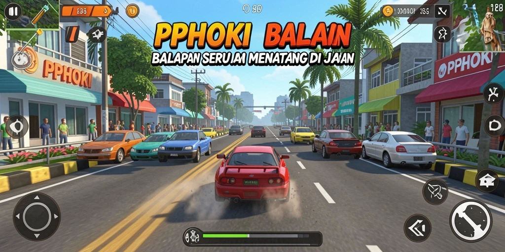 Gameplay PPHOKI yang menarik dengan balapan mendebarkan.
