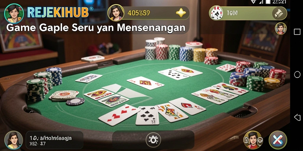 Tampilan gameplay seru dalam permainan Gaple REJEKIHUB.